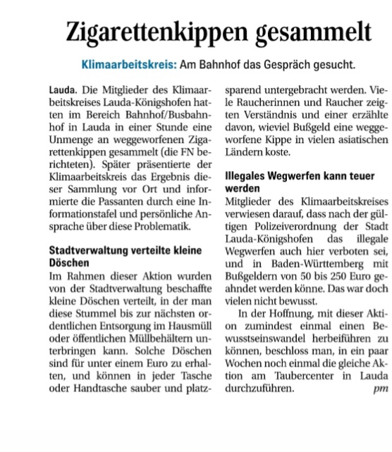 Zigarettenkippen gesammelt und am Bahnhof das Gespräch gesucht