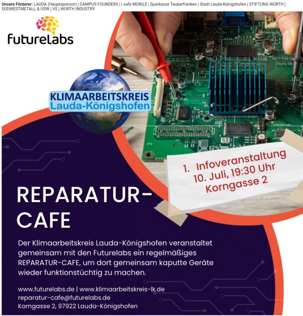 Reparatur-Cafe mit Futurelabs, Infoveranstaltung am 10.07.2023